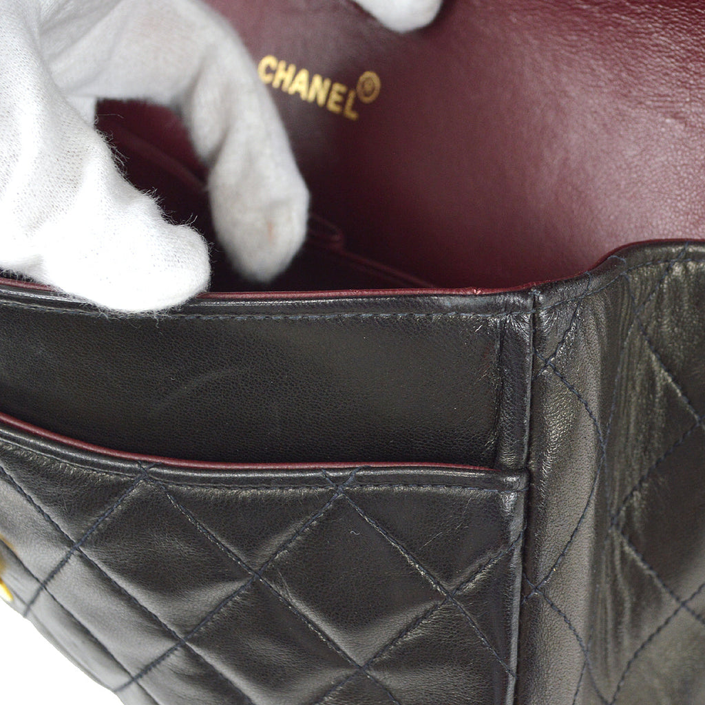 CHANEL Classic Double Flap Medium Shoulder Bag Black Lambskin 67283