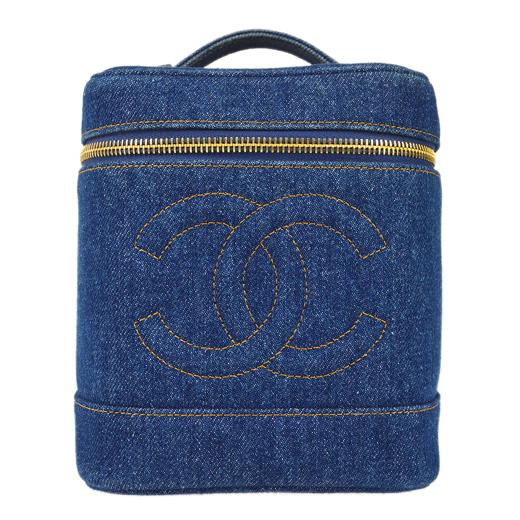 CHANEL Vanity Handbag Indigo Denim 68881