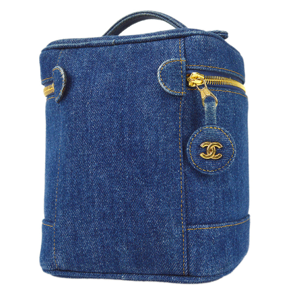 CHANEL Vanity Handbag Indigo Denim 68881