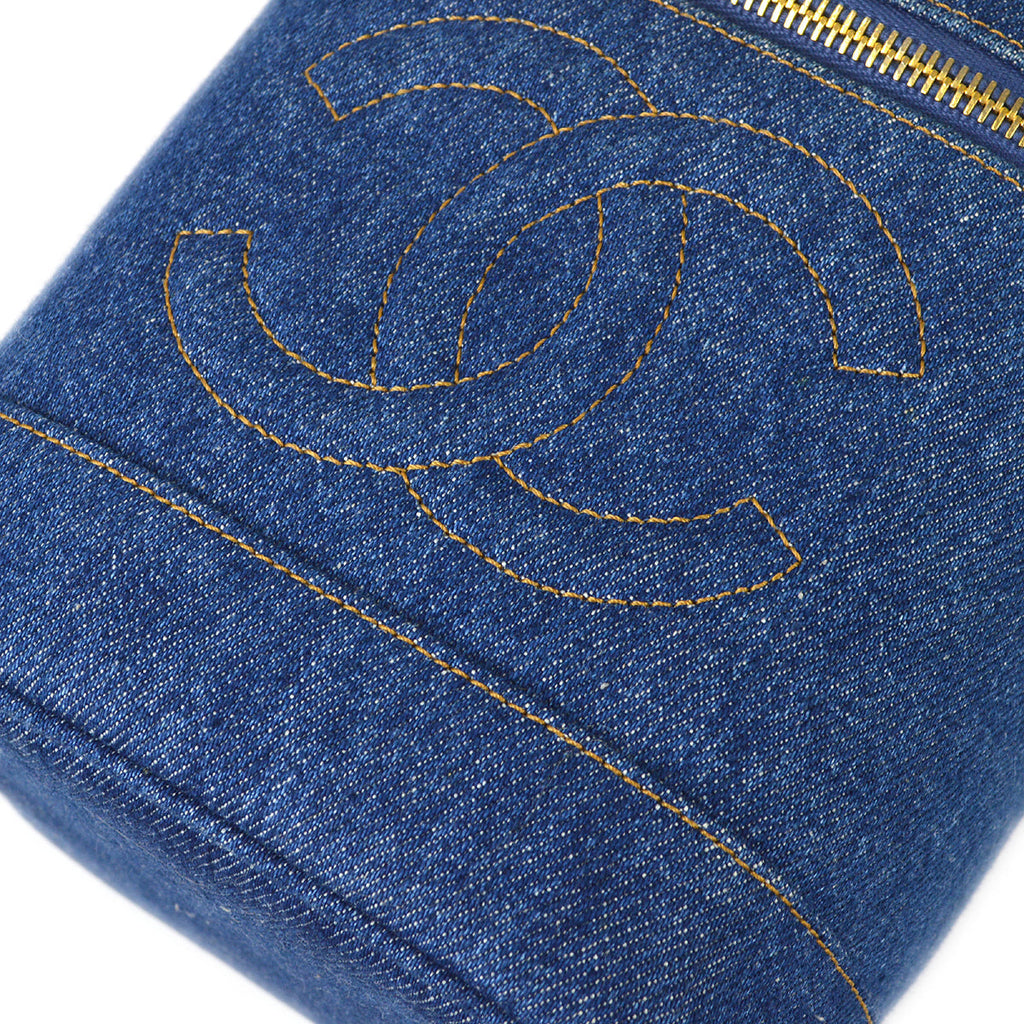 CHANEL Vanity Handbag Indigo Denim 68881