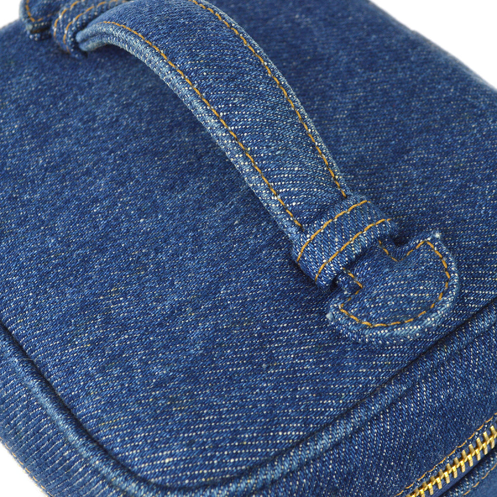 CHANEL Vanity Handbag Indigo Denim 68881