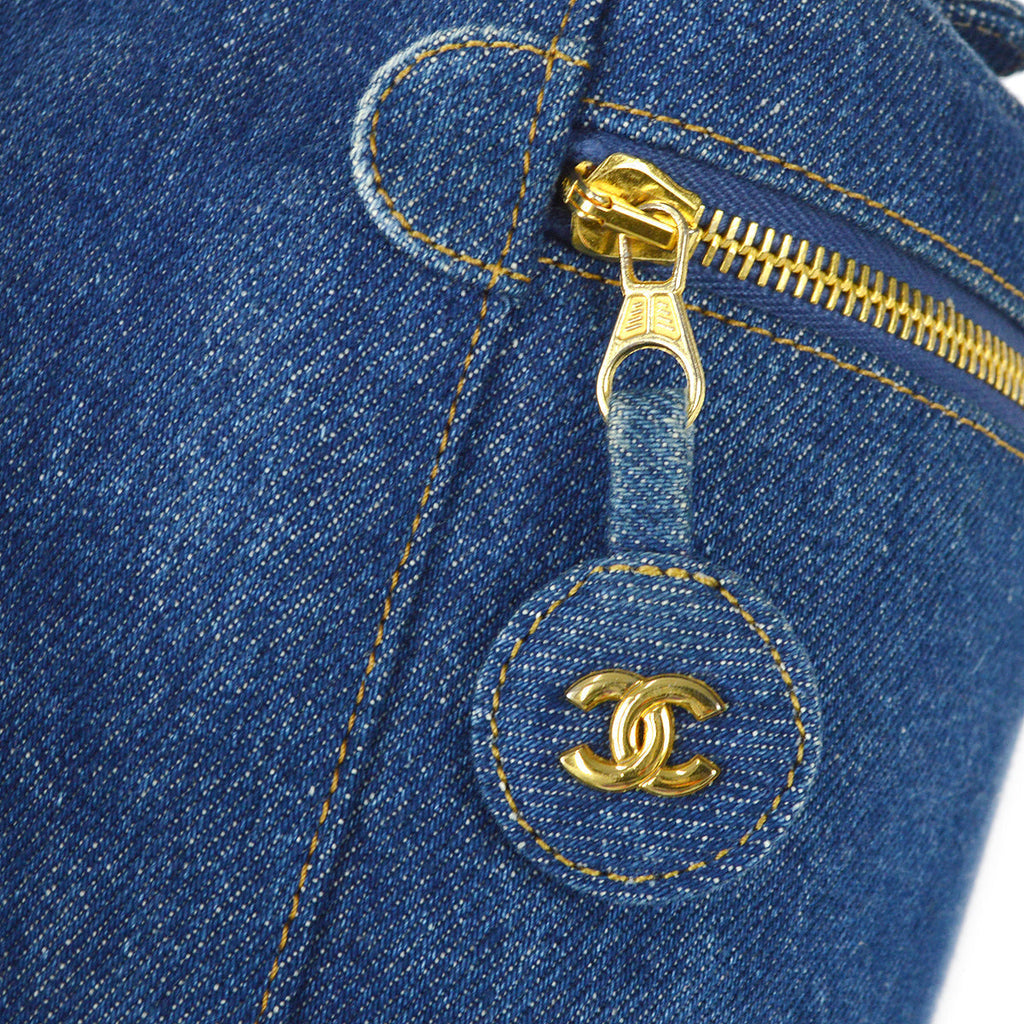 CHANEL Vanity Handbag Indigo Denim 68881