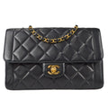 CHANEL Classic Flap Double Chain Shoulder Bag Black Lambskin 68886