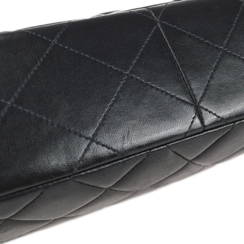 CHANEL Classic Flap Double Chain Shoulder Bag Black Lambskin 68886