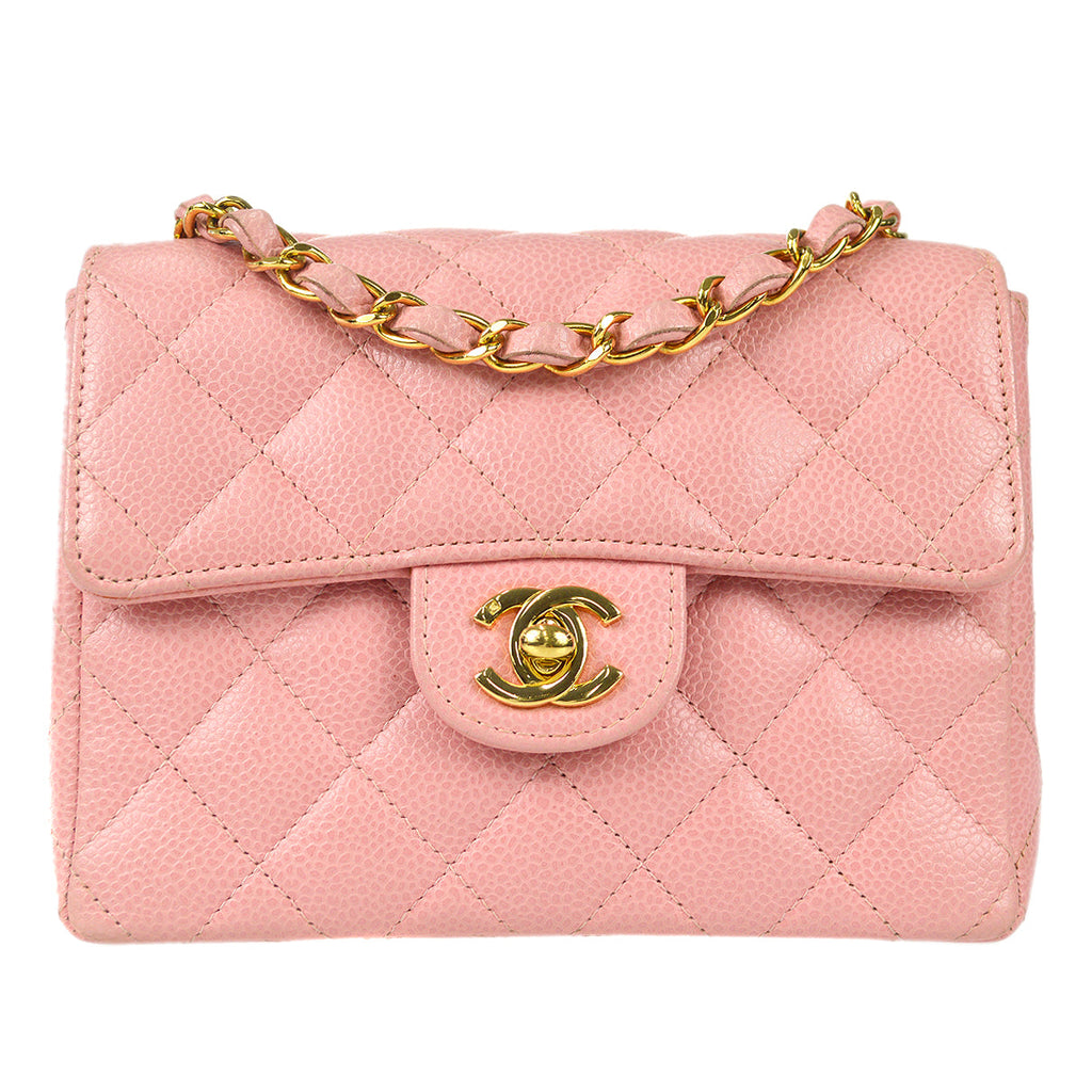 CHANEL Classic Flap Mini Square Chain Shoulder Bag Pink Caviar 78549