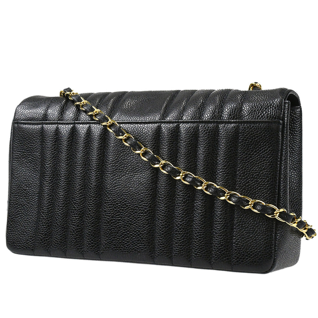 CHANEL Classic Flap Mademoiselle Chain Shoulder Bag Black Caviar 78719