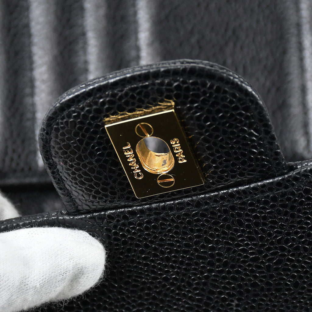 CHANEL Classic Flap Mademoiselle Chain Shoulder Bag Black Caviar 78719