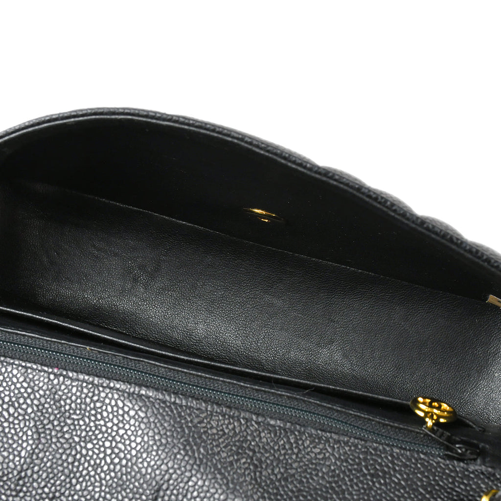 CHANEL Classic Flap Mademoiselle Chain Shoulder Bag Black Caviar 78719