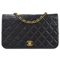 CHANEL Full Flap Chain Shoulder Bag Black Lambskin 88131