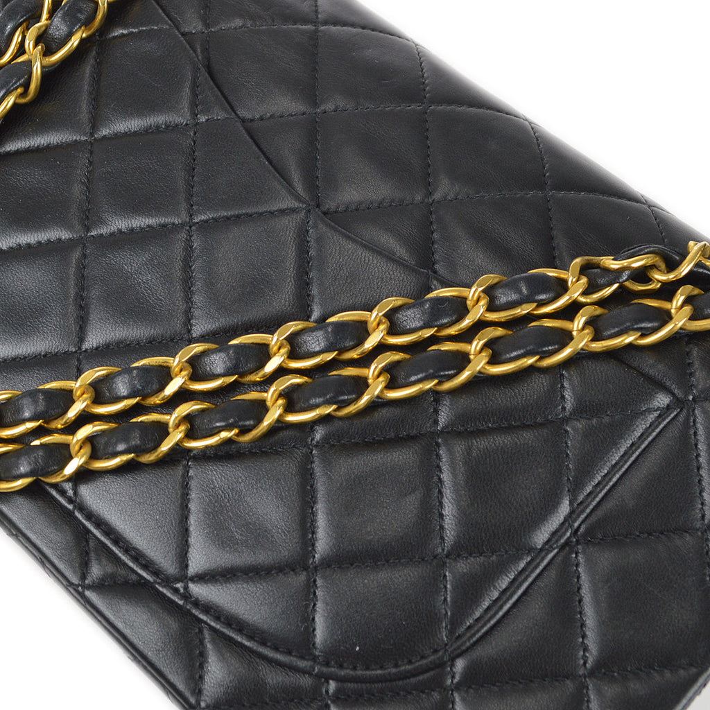 CHANEL Classic Double Flap Small Shoulder Bag Black Lambskin 88133