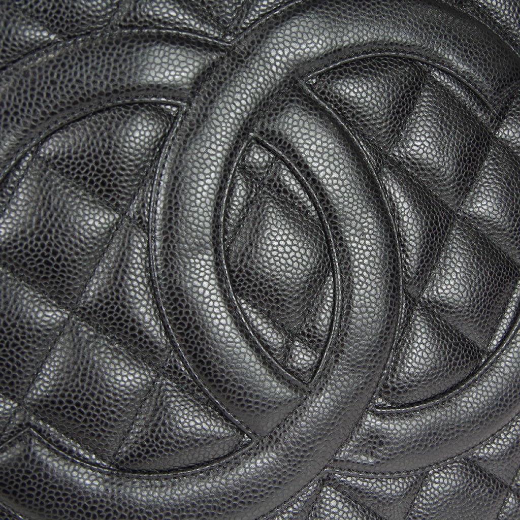 CHANEL Medallion Tote Handbag Black Caviar 68796