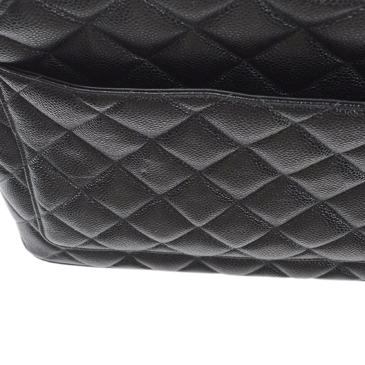 CHANEL Medallion Quilted Tote Handbag Black Caviar 78446