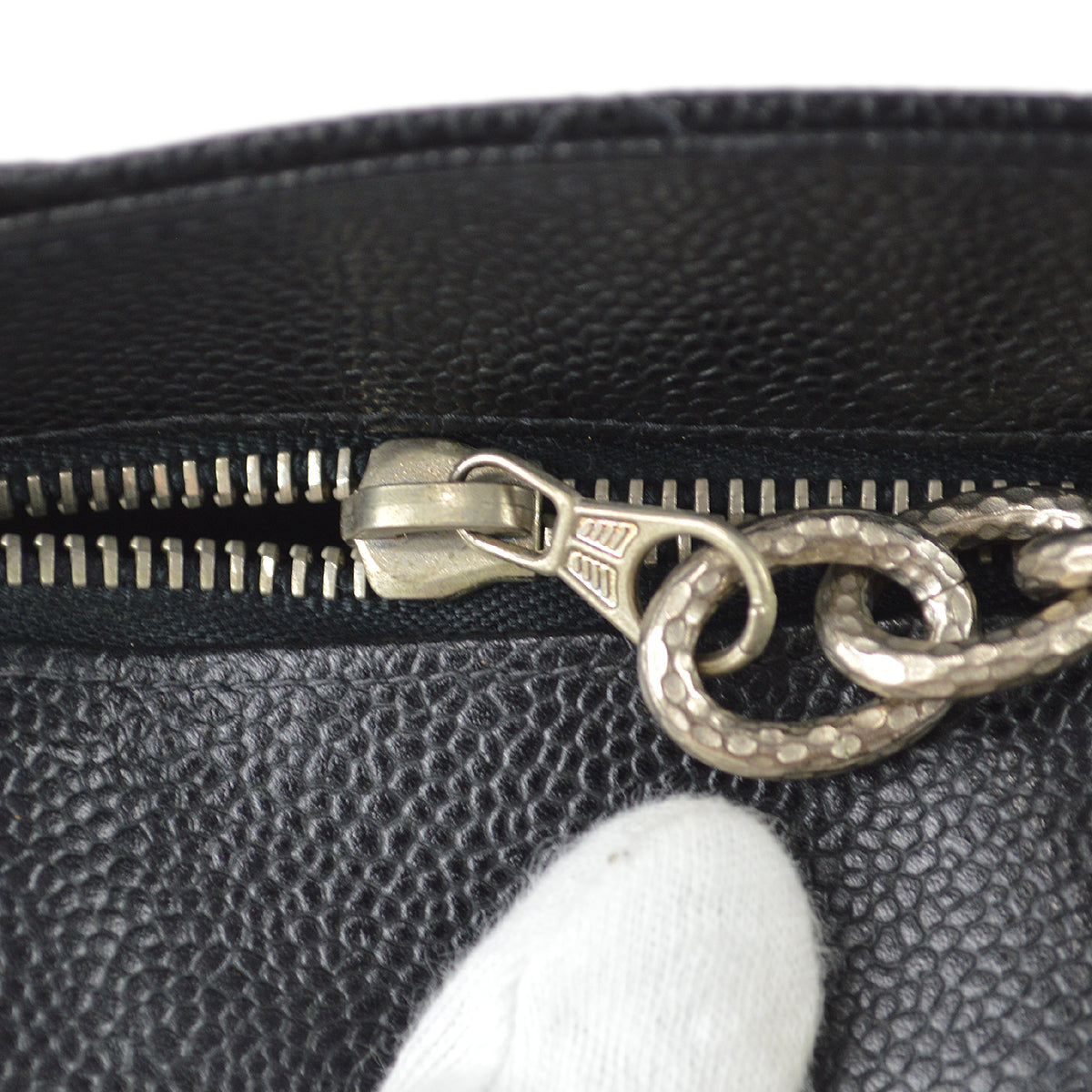 CHANEL Medallion Quilted Tote Handbag Black Caviar 78446