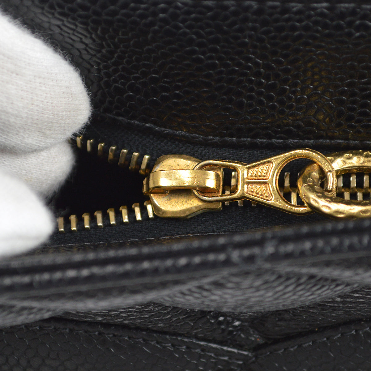 CHANEL Medallion Quilted Tote Handbag Black Caviar 78481