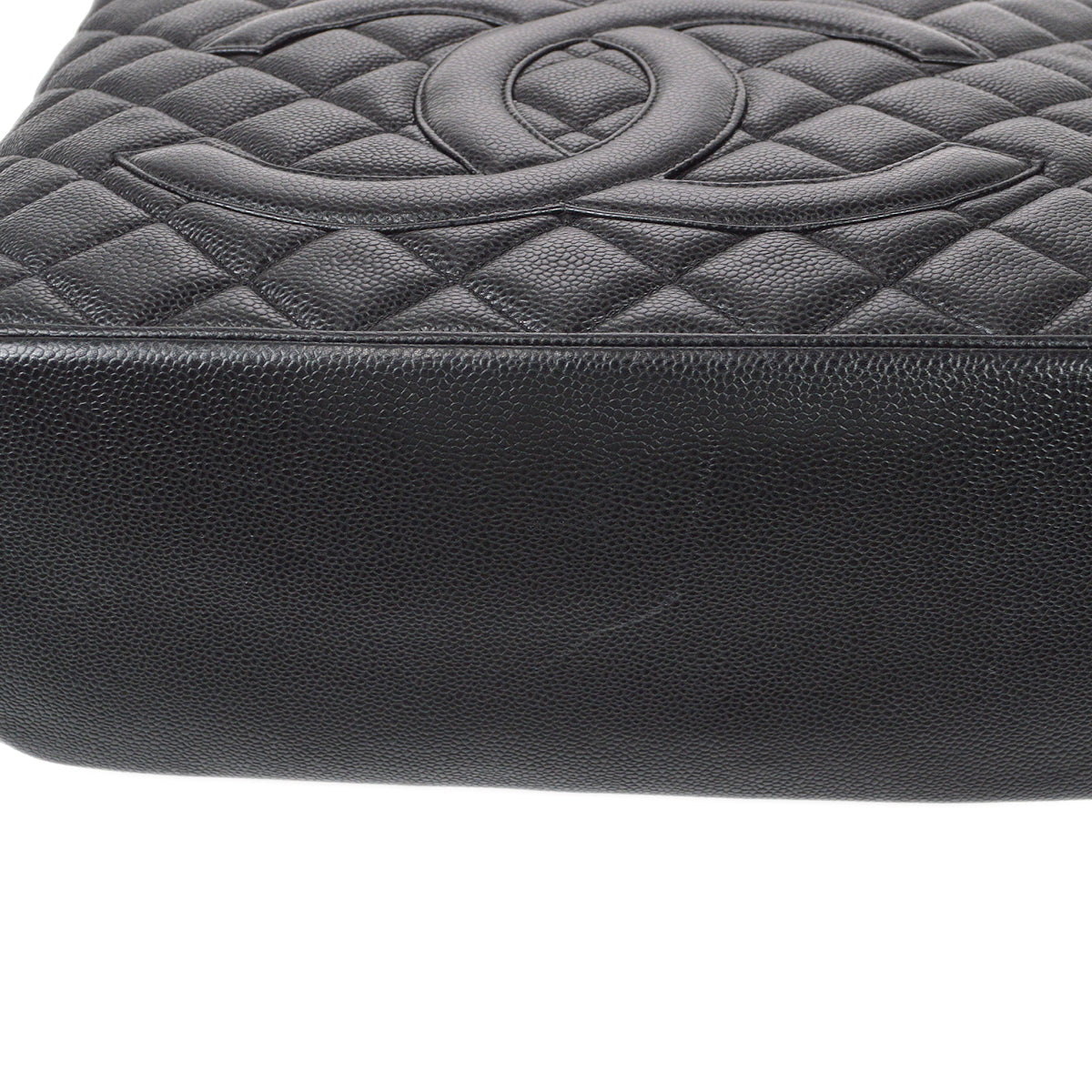 CHANEL Medallion Quilted Tote Handbag Black Caviar 78500