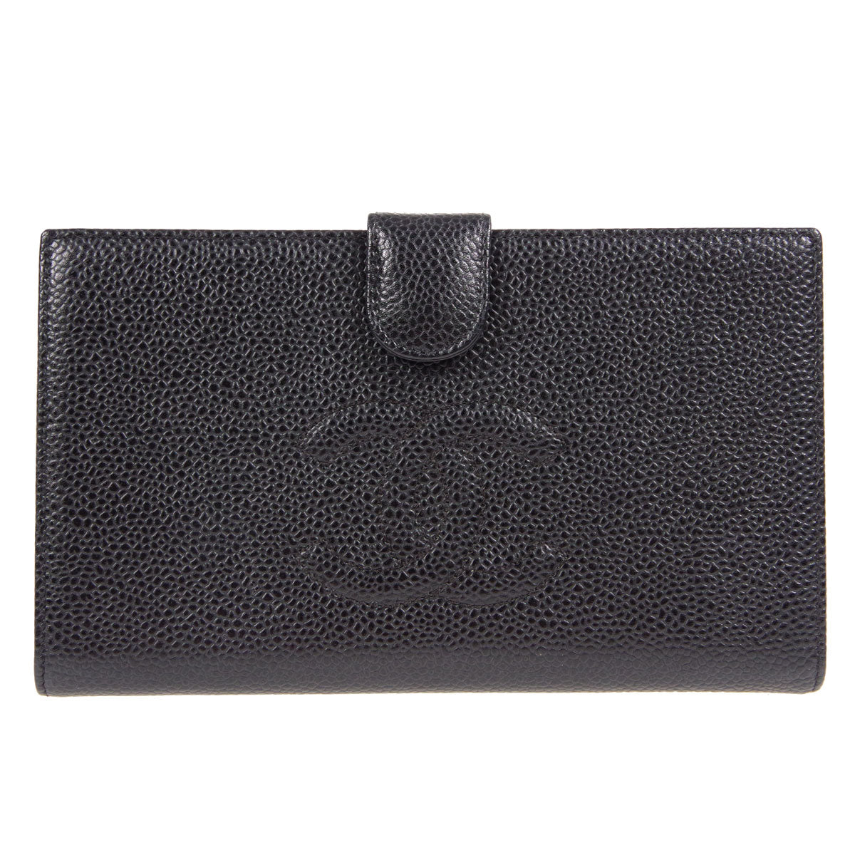 CHANEL Long Bifold Wallet Black Caviar 78637