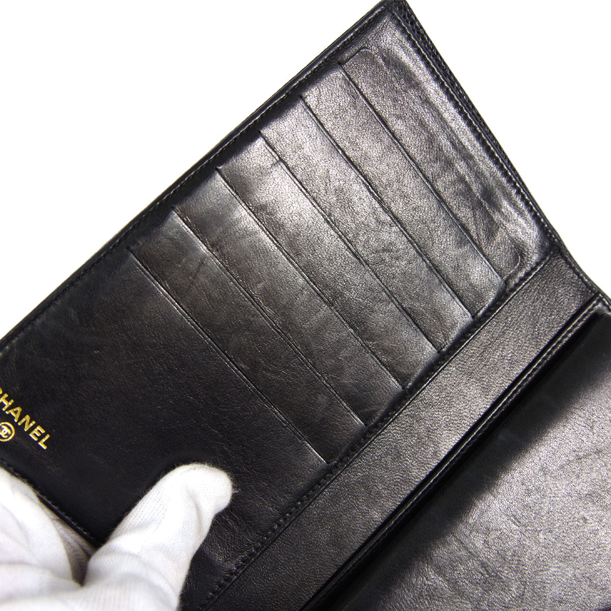 CHANEL Long Bifold Wallet Black Caviar 78637