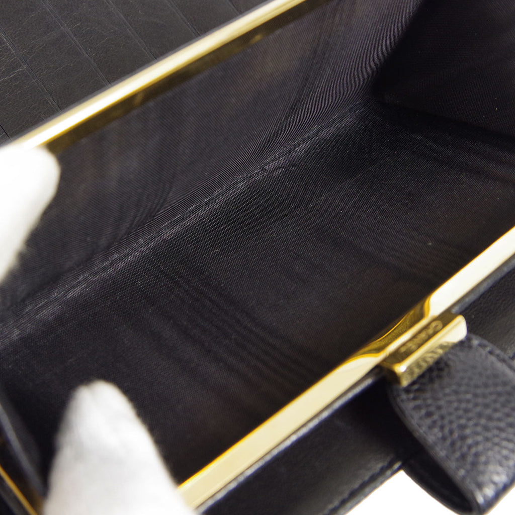 CHANEL Long Bifold Wallet Black Caviar 78637