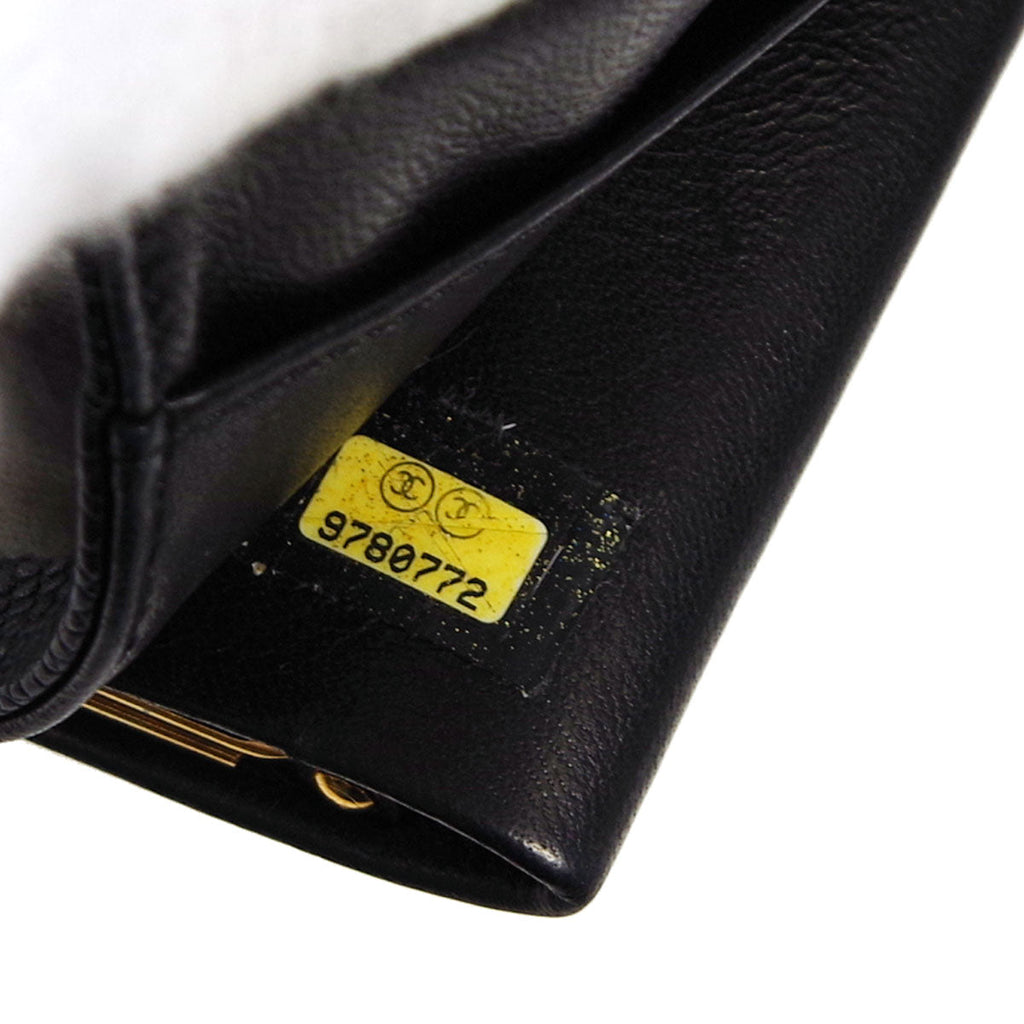 CHANEL Long Bifold Wallet Black Caviar 78637