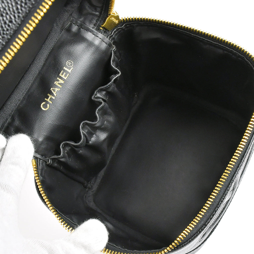 CHANEL Vanity Handbag Black Caviar 78711