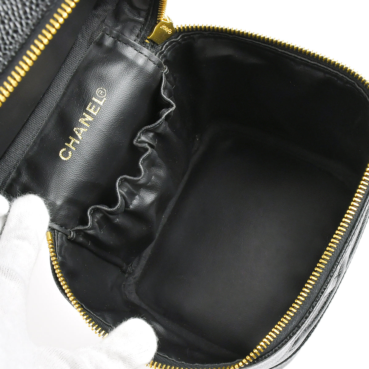 CHANEL Vanity Handbag Black Caviar 78711