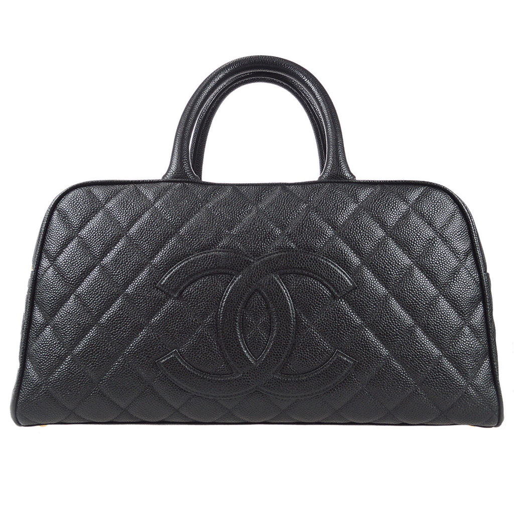 CHANEL 2003-2004 Bowler 37 Black Caviar 97434