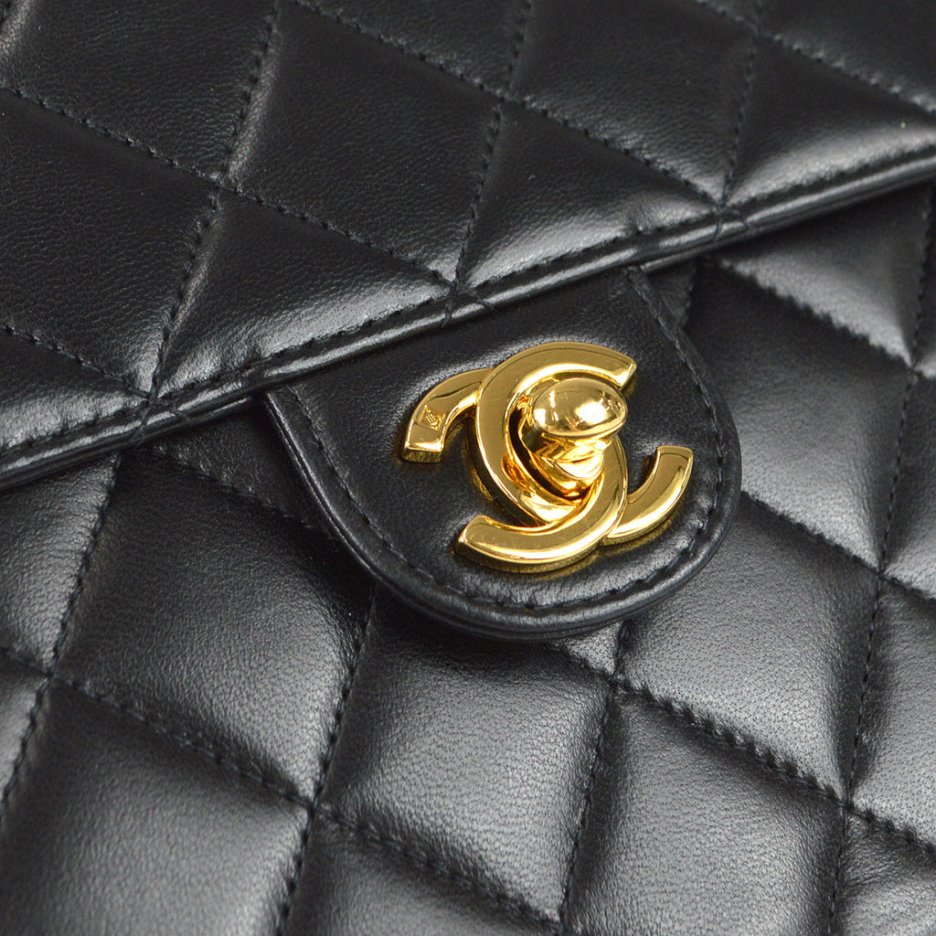 CHANEL Single Chain Shoulder Bag Black Lambskin 66899