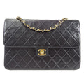 CHANEL Classic Flap Single Chain Shoulder Bag Black Lambskin 67723