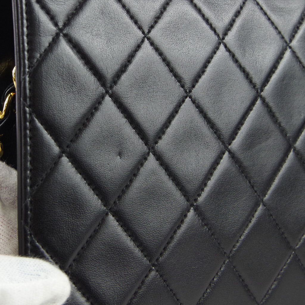 CHANEL Classic Flap Single Chain Shoulder Bag Black Lambskin 67723