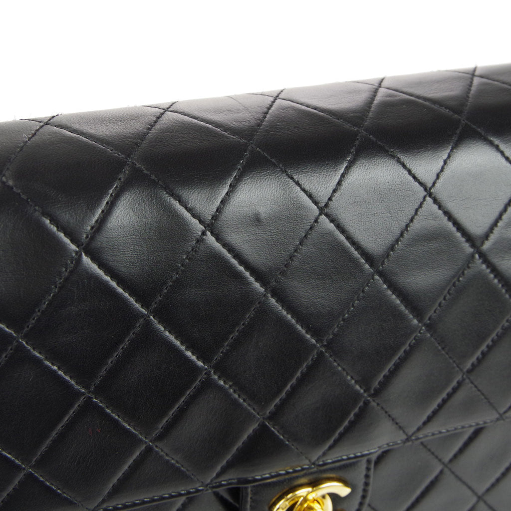 CHANEL Classic Flap Single Chain Shoulder Bag Black Lambskin 67723