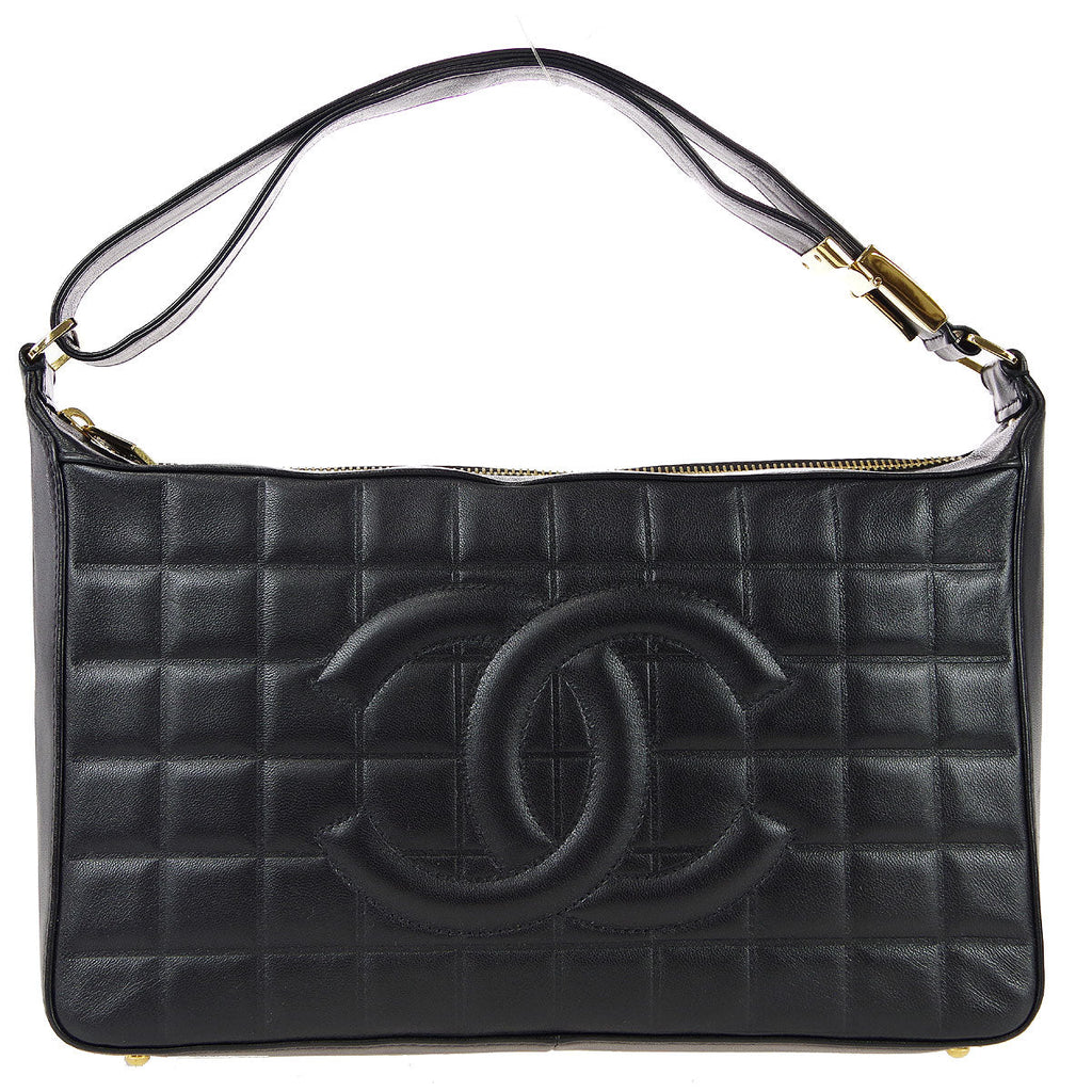 CHANEL Choco Bar Shoulder Bag Black Lambskin 67732