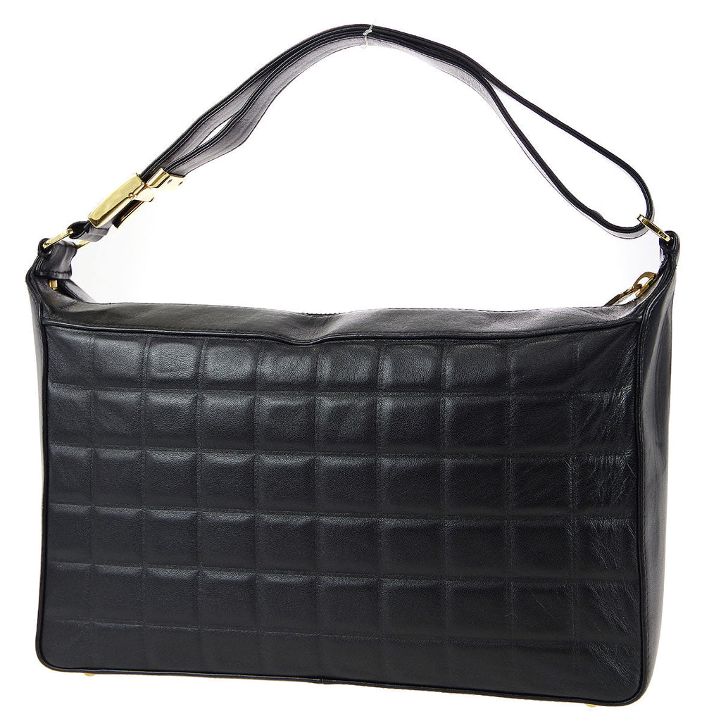 CHANEL Choco Bar Shoulder Bag Black Lambskin 67732