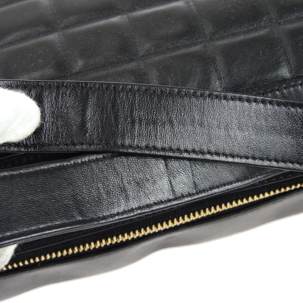 CHANEL Choco Bar Shoulder Bag Black Lambskin 67732
