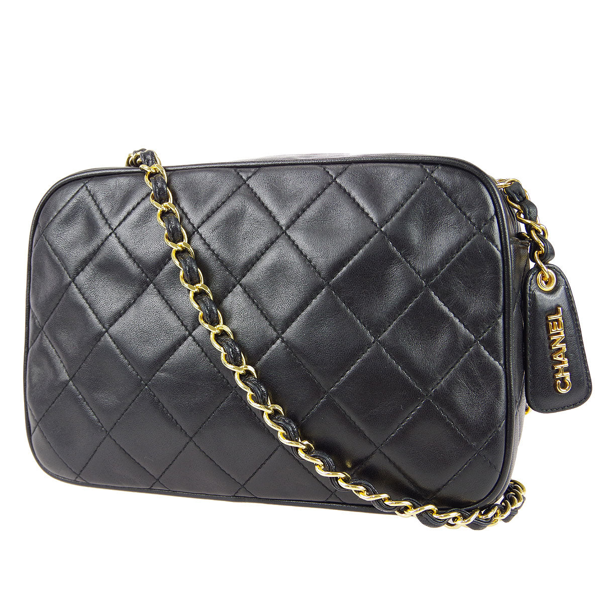 CHANEL Chain Shoulder Bag Black Lambskin 68047