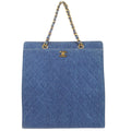 CHANEL Chain Tote Handbag Indigo Denim 68451