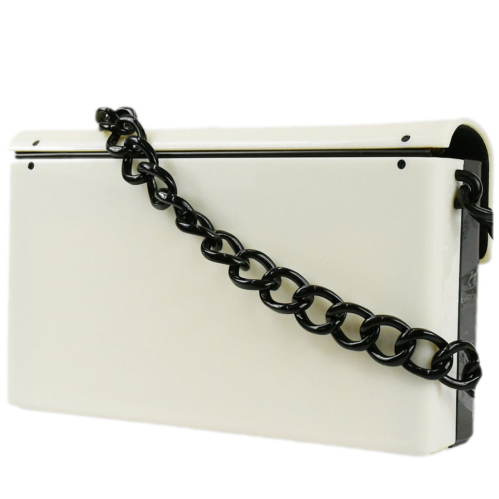 CHANEL Plastic Chain Shoulder Bag Bi-color Black White 68630