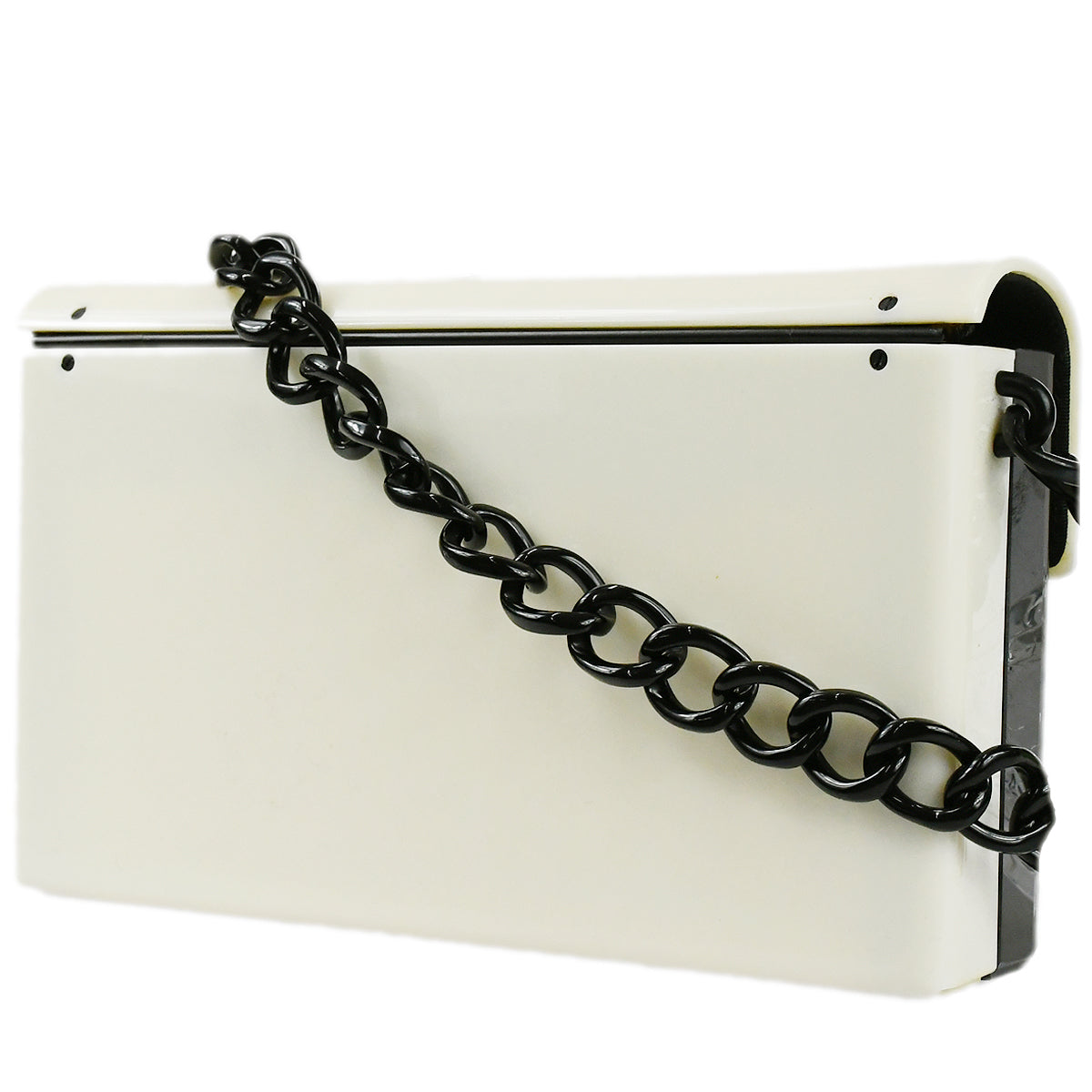 CHANEL Plastic Chain Shoulder Bag Bi-color Black White 68630