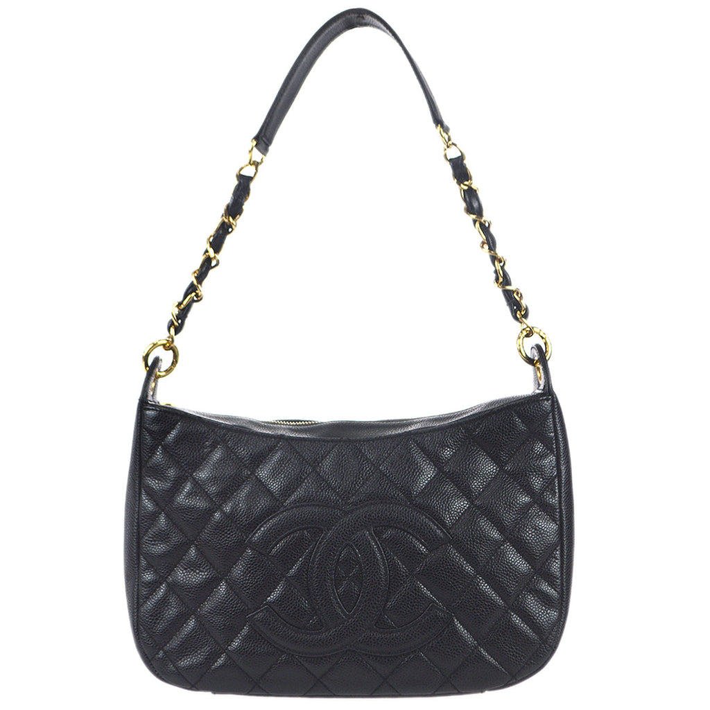 CHANEL Chain Handbag Black Caviar 68792