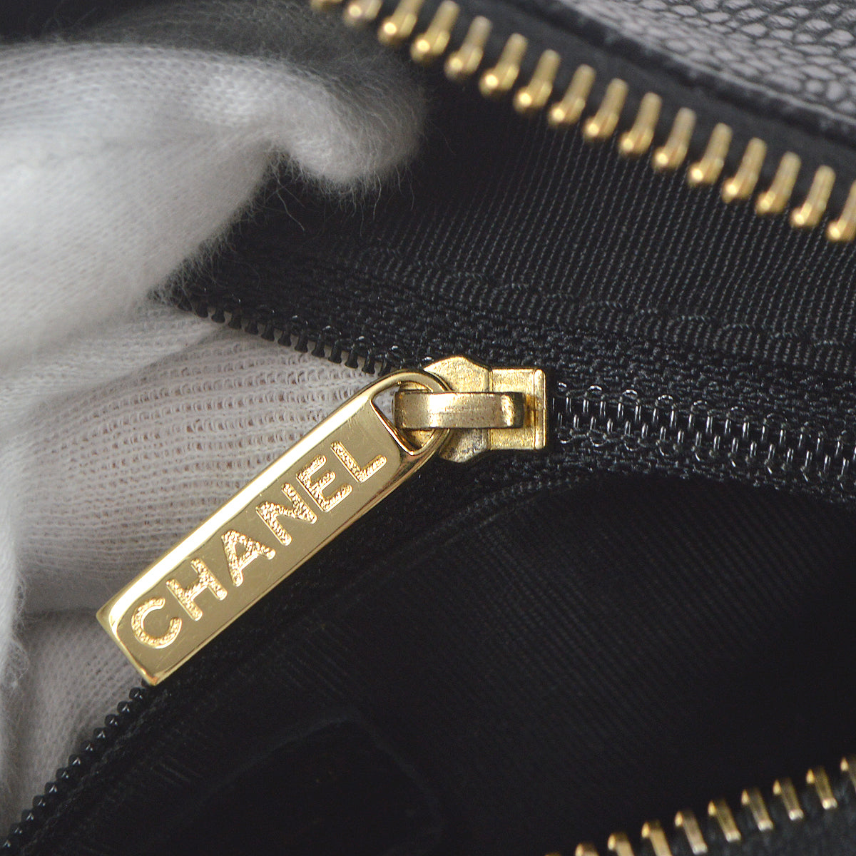 CHANEL Chain Handbag Black Caviar 68792