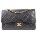 CHANEL Classic Double Flap Medium Shoulder Bag Black Lambskin 78308