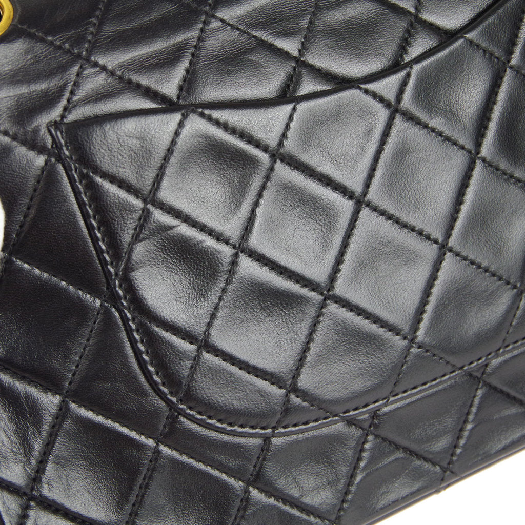 CHANEL Classic Double Flap Medium Shoulder Bag Black Lambskin 78308