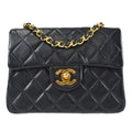 CHANEL Classic Flap Mini Square Chain Shoulder Bag Black Lambskin 78392