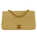 CHANEL Full Flap Chain Shoulder Bag Beige Lambskin 78394