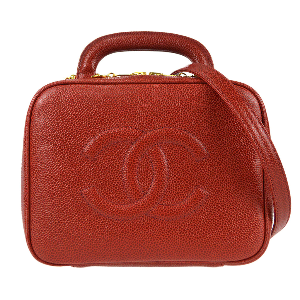 CHANEL 2way Vanity Shoulder Handbag Red Caviar 78510