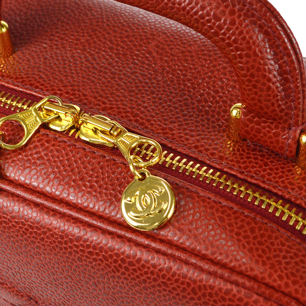 CHANEL 2way Vanity Shoulder Handbag Red Caviar 78510
