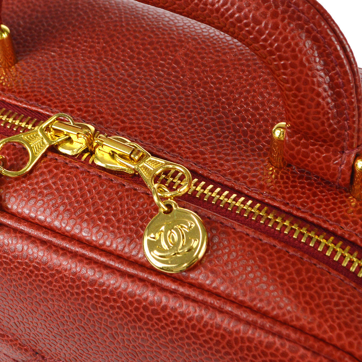 CHANEL 2way Vanity Shoulder Handbag Red Caviar 78510