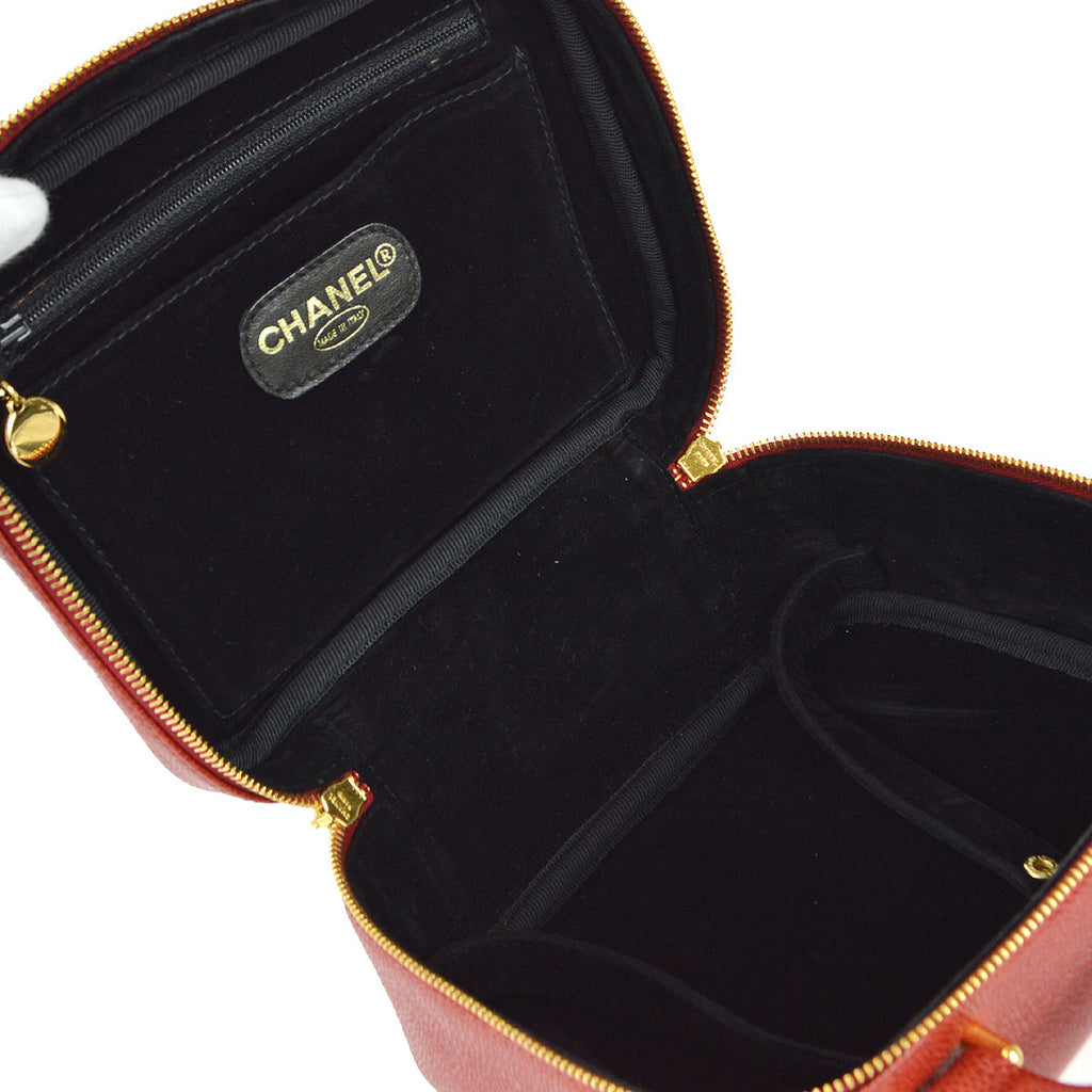 CHANEL 2way Vanity Shoulder Handbag Red Caviar 78510