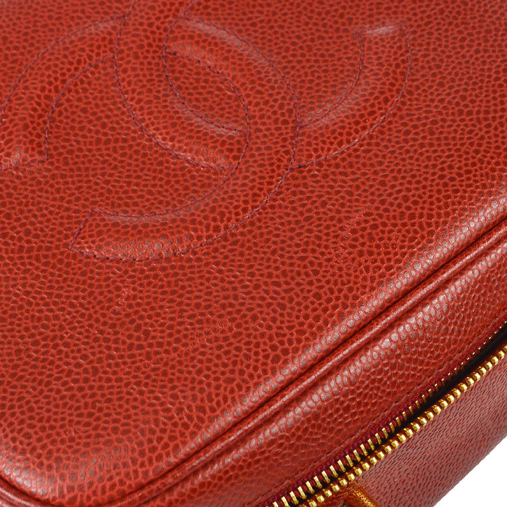 CHANEL 2way Vanity Shoulder Handbag Red Caviar 78510