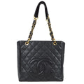 CHANEL Petite Shopping Tote PST Chain Tote Handbag Black Caviar 78557
