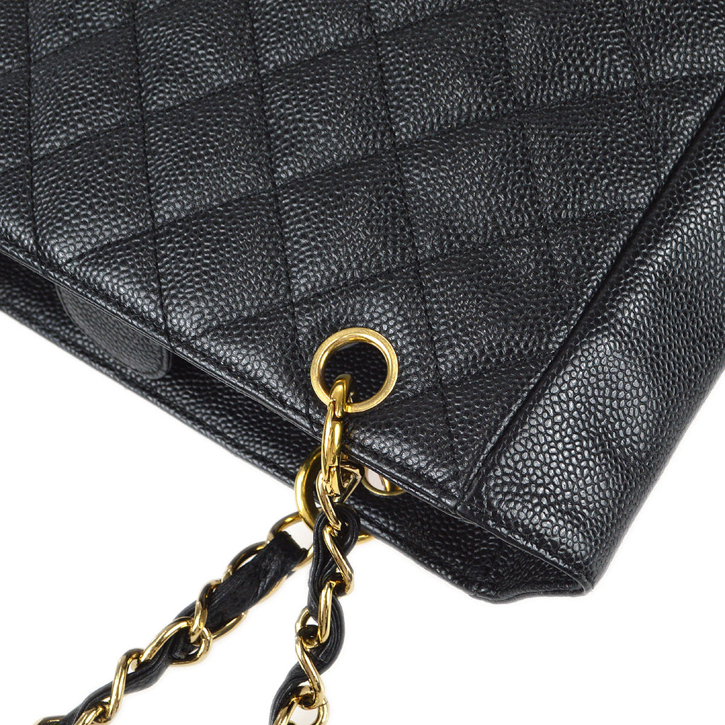 CHANEL Petite Shopping Tote PST Chain Tote Handbag Black Caviar 78557